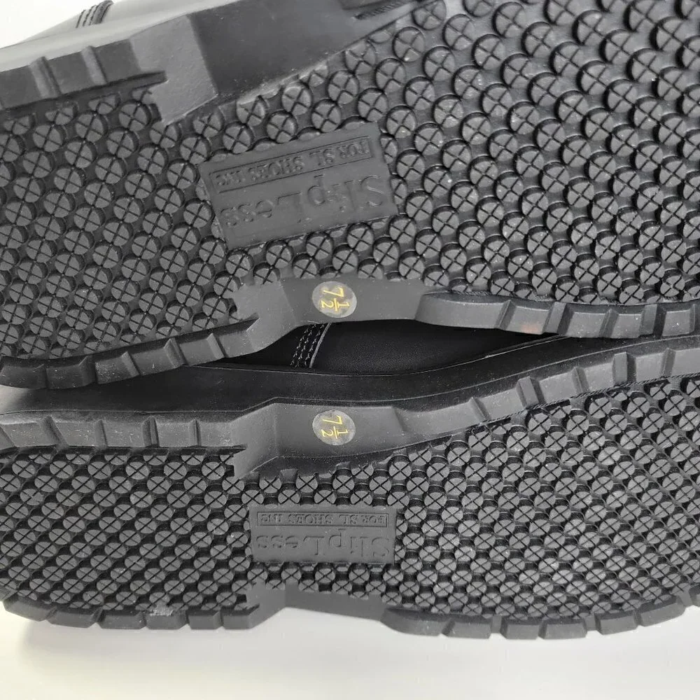 SlipLess Shoes Men Work Shoes Leather Black Size 7.5